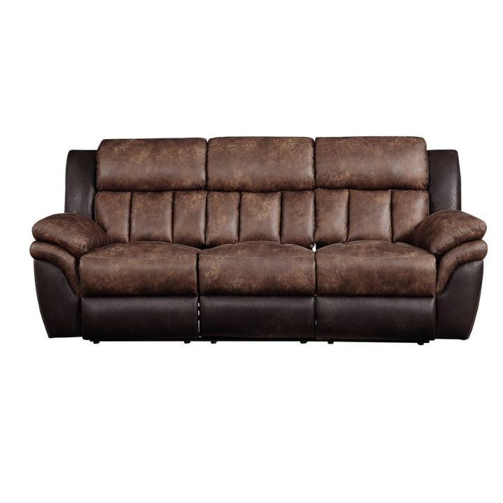 Acme Furniture Jaylen Motion Sofa in Toffee & Espresso Polished Microfiber 55425