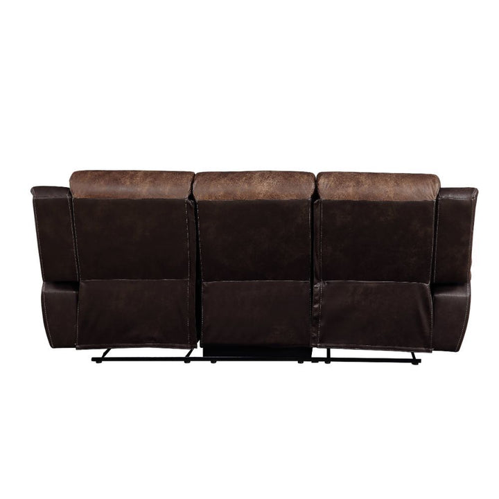 Acme Furniture Jaylen Motion Sofa in Toffee & Espresso Polished Microfiber 55425