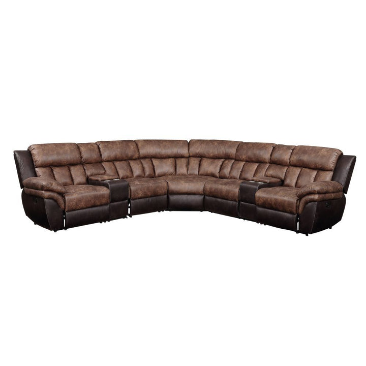 Acme Furniture Jaylen Motion Sectional Sofa in Toffee & Espresso Polished Microfiber 55430