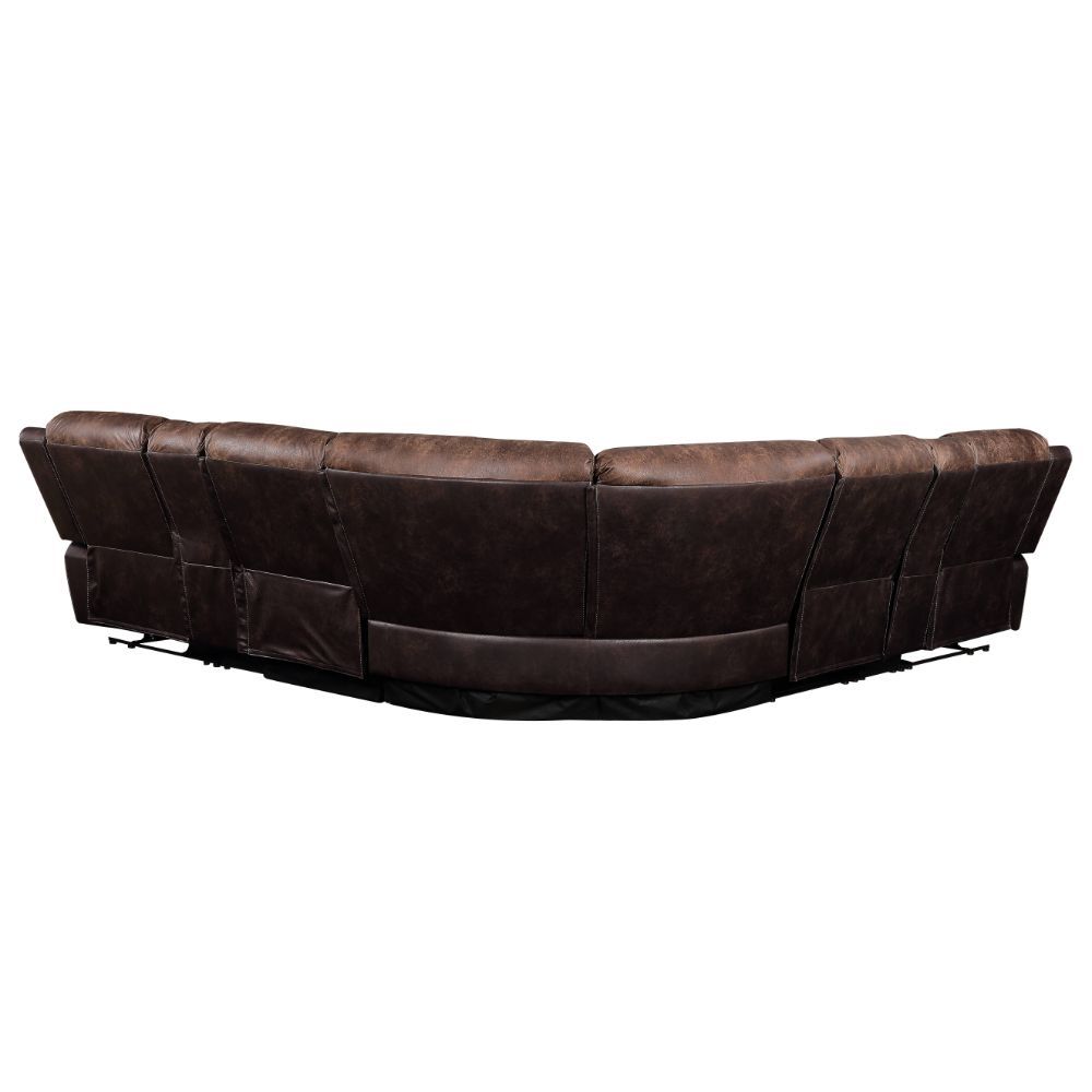Acme Furniture Jaylen Motion Sectional Sofa in Toffee & Espresso Polished Microfiber 55430