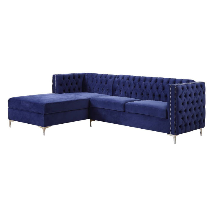 Acme Furniture Sullivan Sectional Sofa Navy Blue Velvet 55490