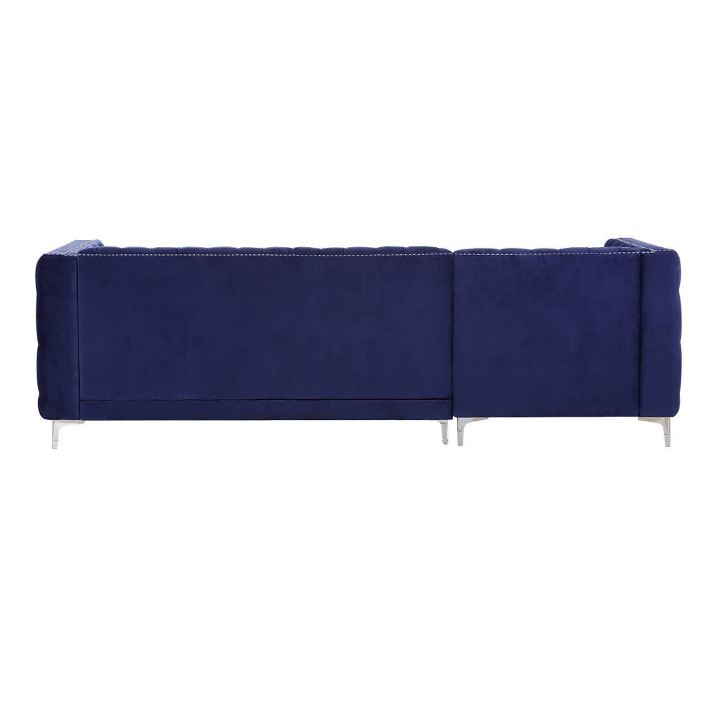 Acme Furniture Sullivan Sectional Sofa Navy Blue Velvet 55490