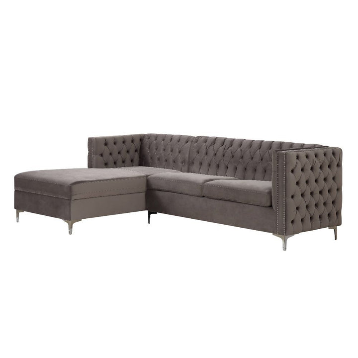 Acme Furniture Sullivan Sectional Sofa  in Gray Velvet 55495