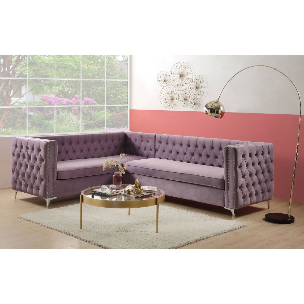 Acme Furniture Rhett Sectional Sofa in Lavender Velvet 55500