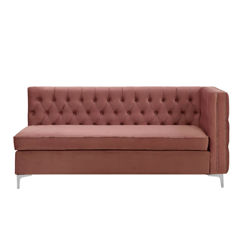 Acme Furniture Rhett Sectional Sofa in Coral Velvet 55505