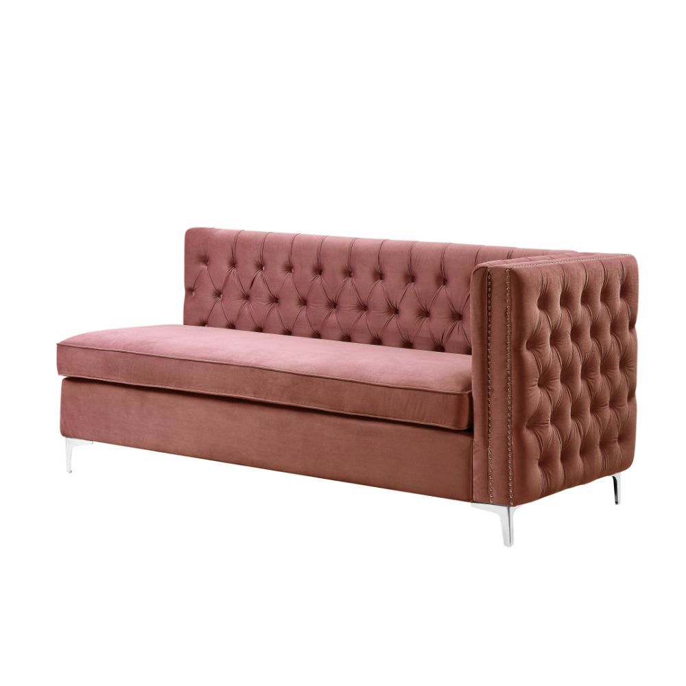 Acme Furniture Rhett Sectional Sofa in Coral Velvet 55505