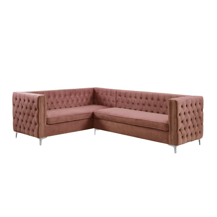 Acme Furniture Rhett Sectional Sofa in Coral Velvet 55505