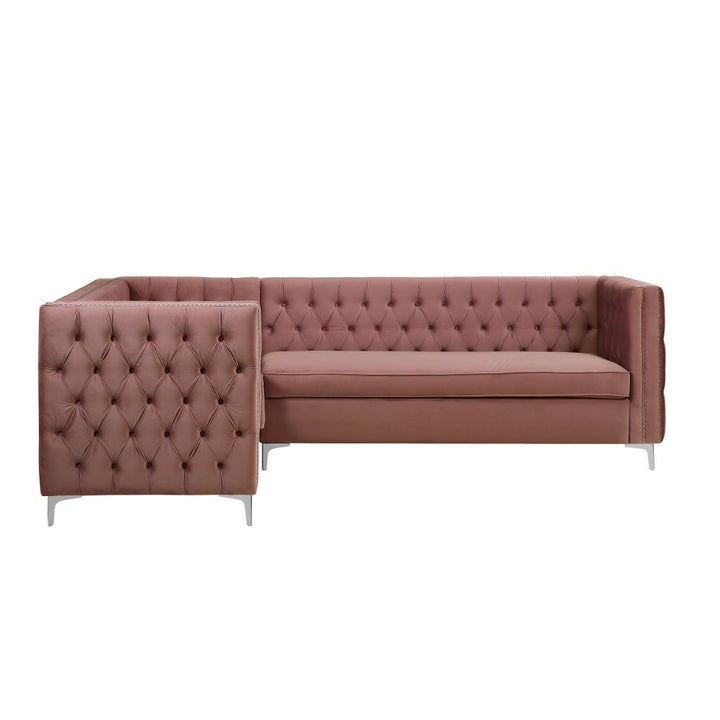 Acme Furniture Rhett Sectional Sofa in Coral Velvet 55505