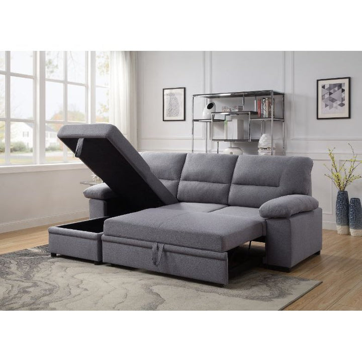 Acme Furniture Nazli Sectional Sofa in Gray Fabric 55525