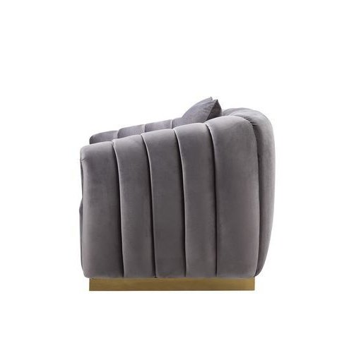 Acme Furniture Elchanon Loveseat W/2 Pillows in Gray Velvet & Gold Finish 55671