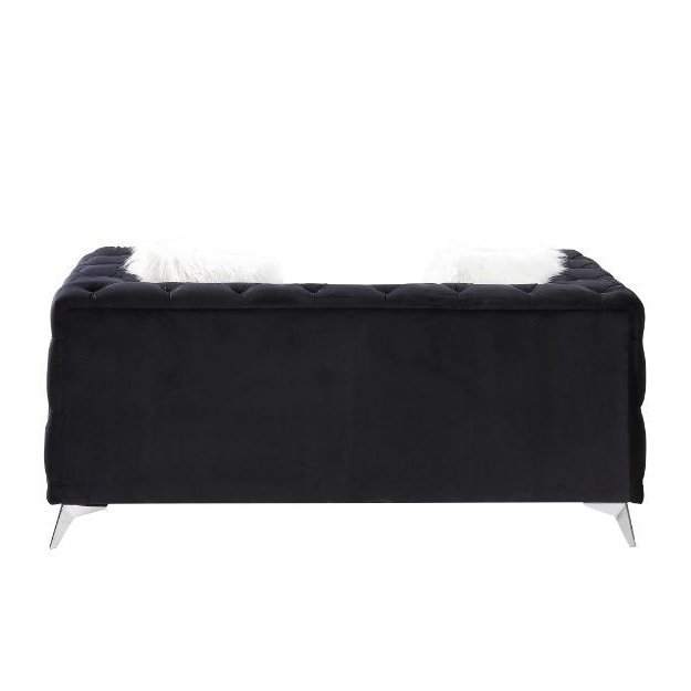 Acme Furniture Phifina Loveseat W/2 Pillows in Black Velvet 55921