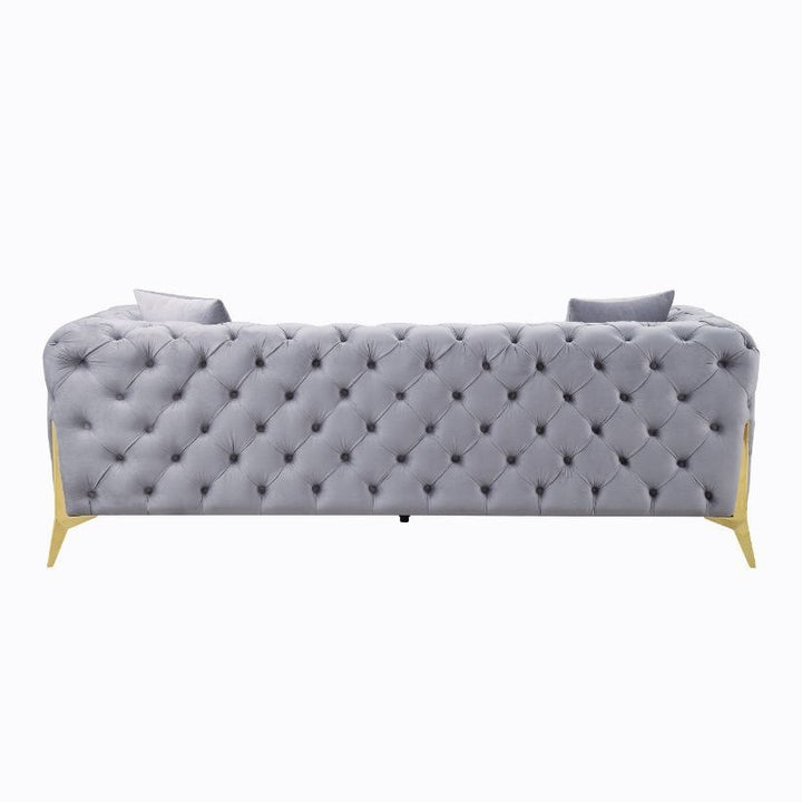 Acme Furniture Jelanea Sofa W/2 Pillows (Same As Lv01406) in Gray Velvet & Gold Finish 56115
