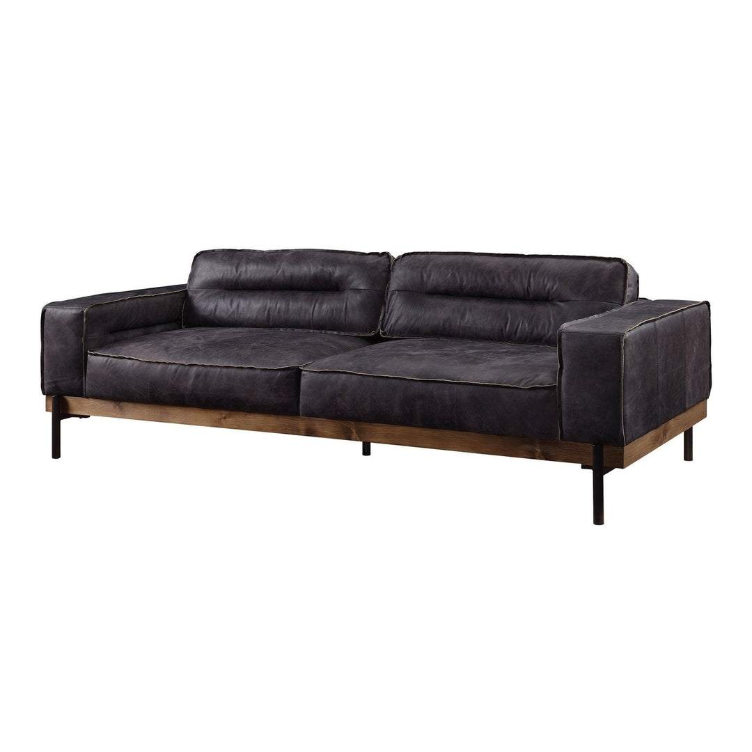 Acme Furniture Silchester Sofa in Antique Ebony Top Grain Leather 56505