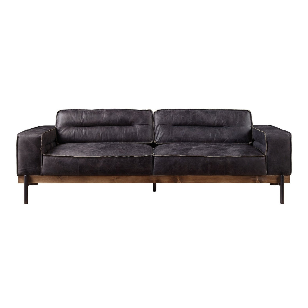 Acme Furniture Silchester Sofa in Antique Ebony Top Grain Leather 56505