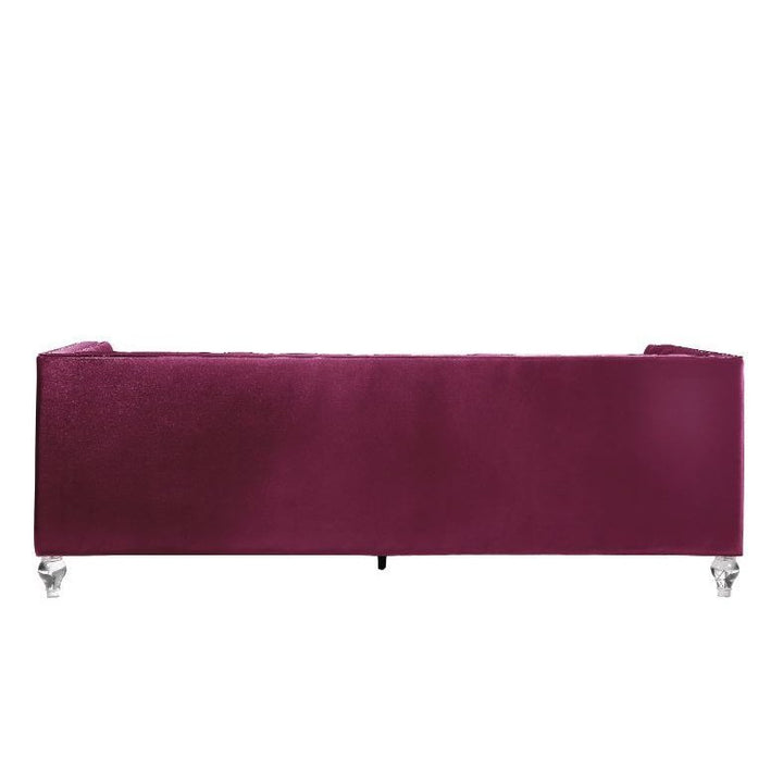 Acme Furniture Heibero Sofa W/2 Pillows (Same Lv01400) in Burgundy Velvet 56895