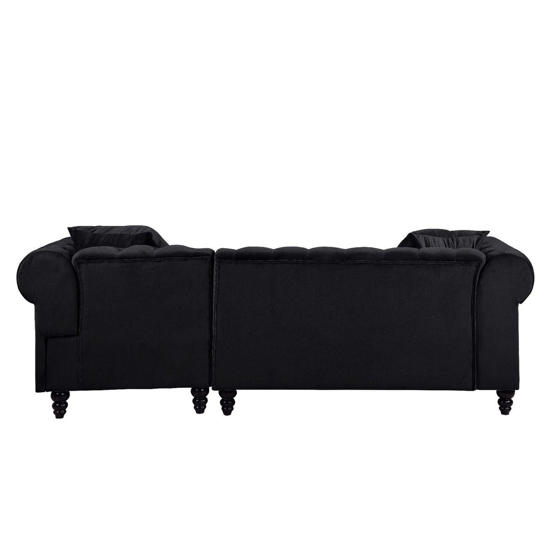 Acme Furniture Adnelis Sectional Sofa W/2 Pillows in Black Velvet 57320