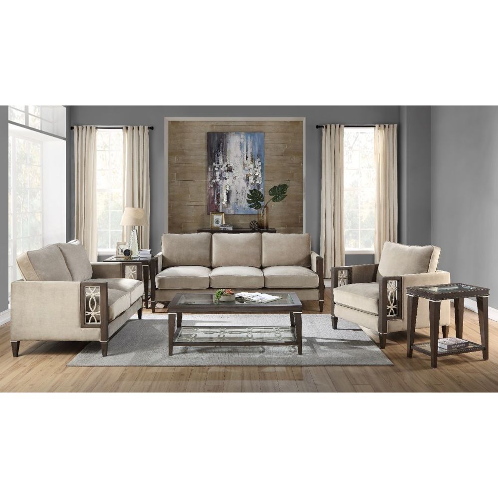 Acme Furniture Peregrine Sofa in Velvet & Walnut Finish 57990
