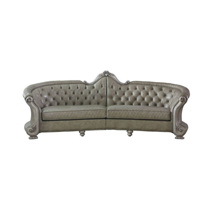 Acme Furniture Dresden Sofa in PU & Vintage Bone White Finish 58170