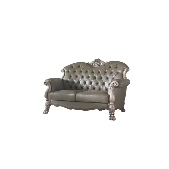 Acme Furniture Dresden Loveseat W/3 Pillows in PU & Vintage Bone White Finish 58176