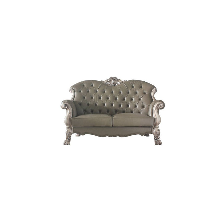 Acme Furniture Dresden Loveseat W/3 Pillows in PU & Vintage Bone White Finish 58176