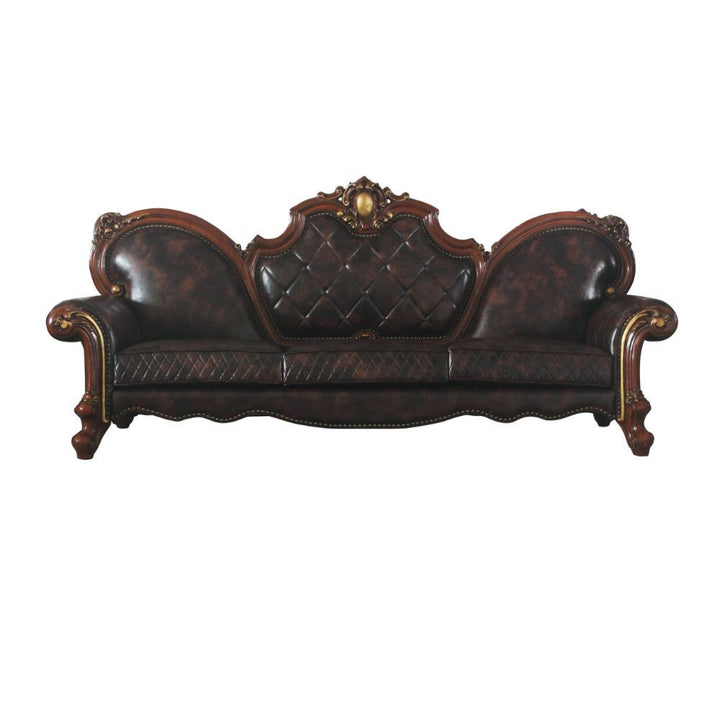 Acme Furniture Picardy Oversized Sofa W/5 Pillows in PU & Honey Oak Finish 58220