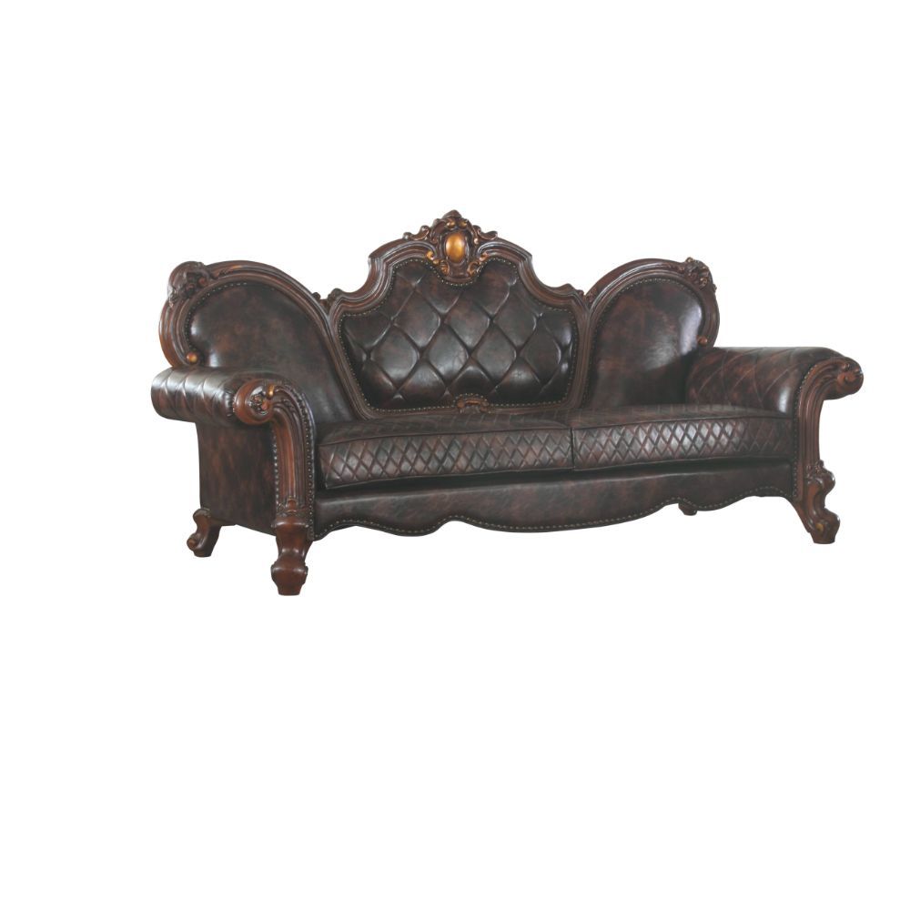 Acme Furniture Picardy Sofa W/3 Pillows in PU & Honey Oak Finish 58221