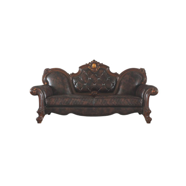Acme Furniture Picardy Sofa W/3 Pillows in PU & Honey Oak Finish 58221