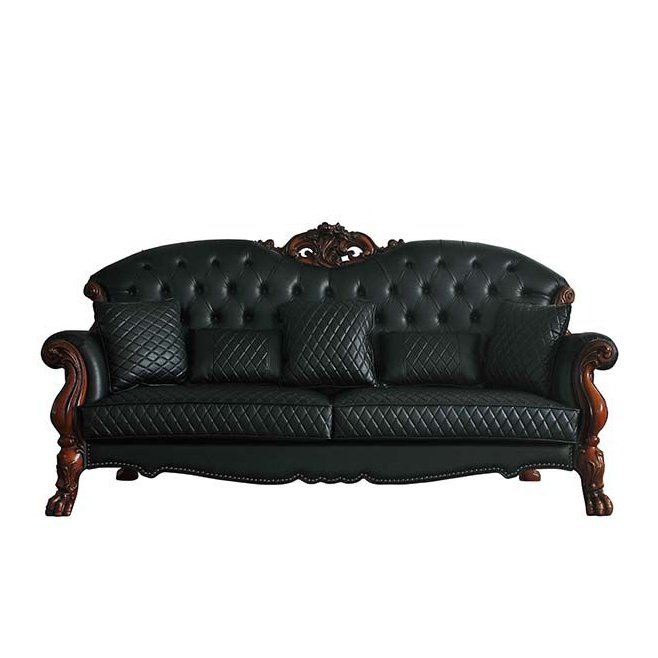 Acme Furniture Dresden Sofa W/5 Pillows in PU & Cherry Oak Finish 58230