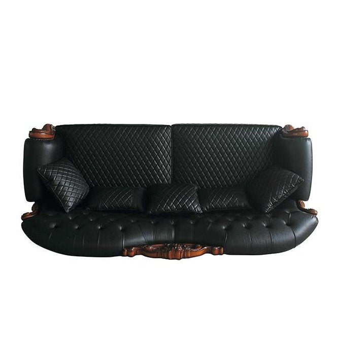 Acme Furniture Dresden Sofa W/5 Pillows in PU & Cherry Oak Finish 58230