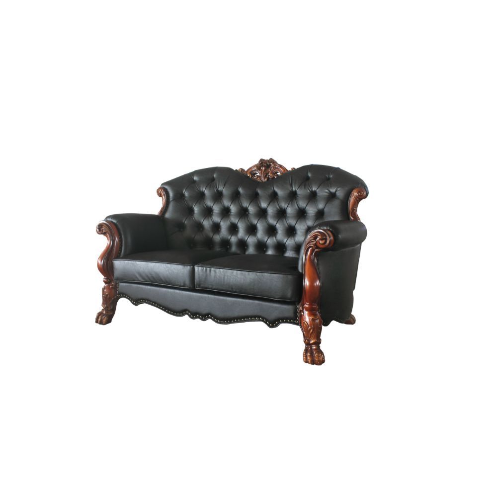 Acme Furniture Dresden Loveseat W/3 Pillows in PU & Cherry Oak Finish 58231