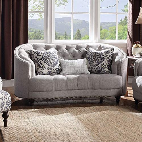 Acme Furniture Saira Loveseat W/3 Pillows in Light Gray Fabric 52061