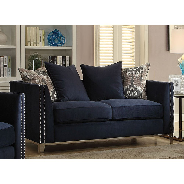 Acme Furniture Phaedra Loveseat W/4 Pillows in Blue Fabric 52831