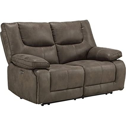 Acme Furniture Mehri Power Motion Loveseat W/Console in Gray Polished Microfiber LV02169