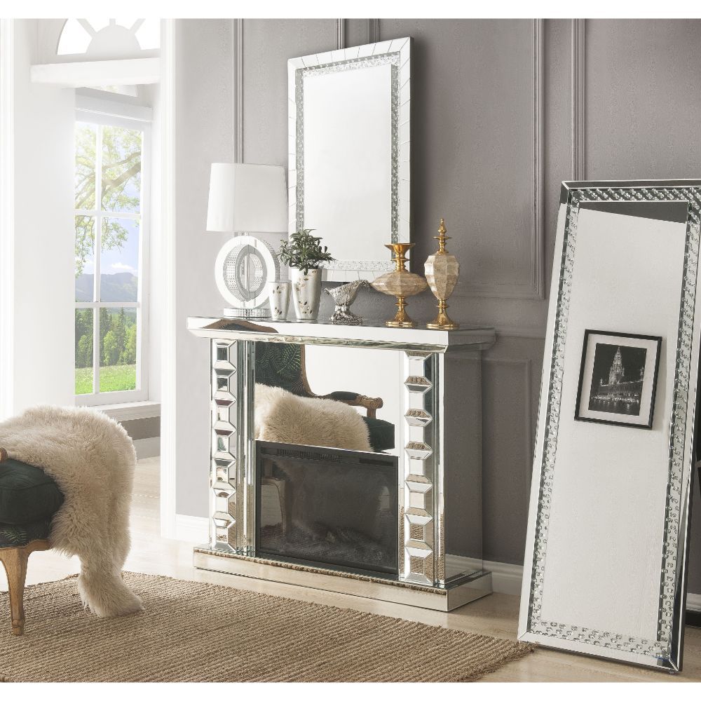 Acme Furniture Dominic Fireplace in Mirrored 90202