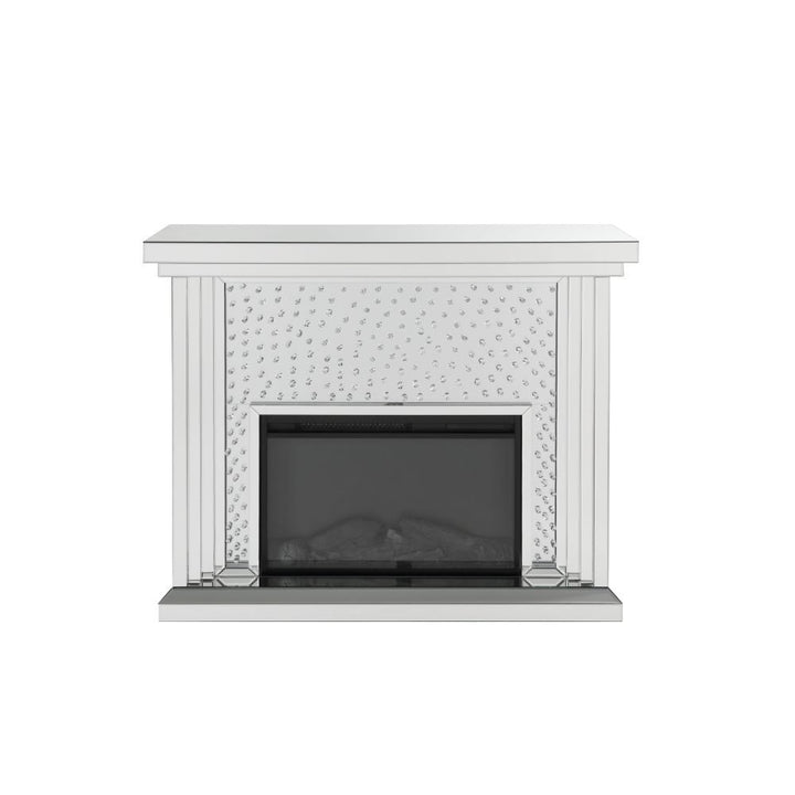 Acme Furniture Nysa Fireplace in Mirrored & Faux Crystals 90204