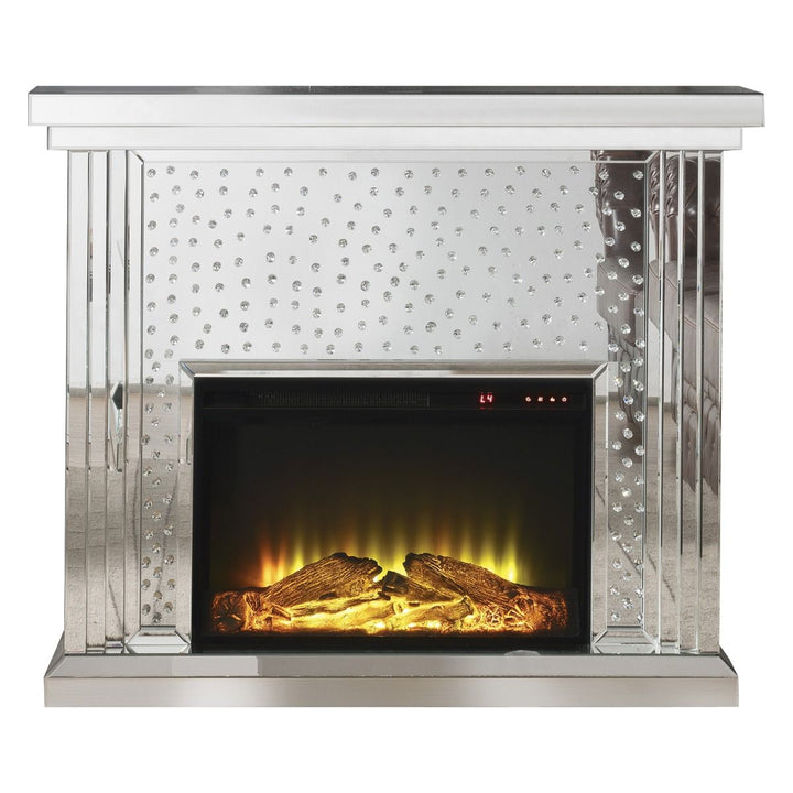 Acme Furniture Nysa Fireplace in Mirrored & Faux Crystals 90204