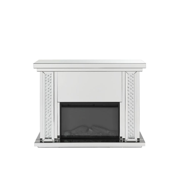 Acme Furniture Nysa Fireplace in Mirrored & Faux Crystals 90254