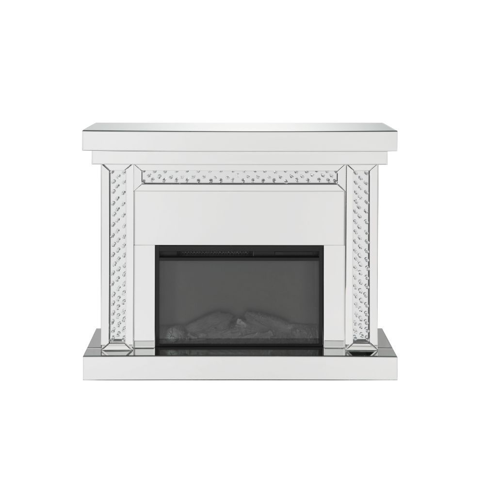 Acme Furniture Nysa Fireplace in Mirrored & Faux Crystals 90272