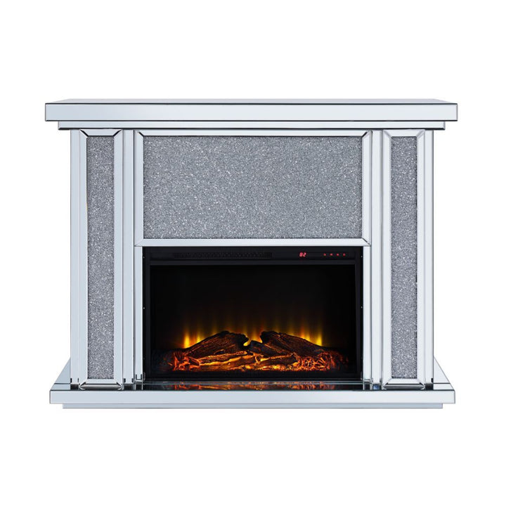 Acme Furniture Noralie Fireplace in Mirrored & Faux Diamonds 90457