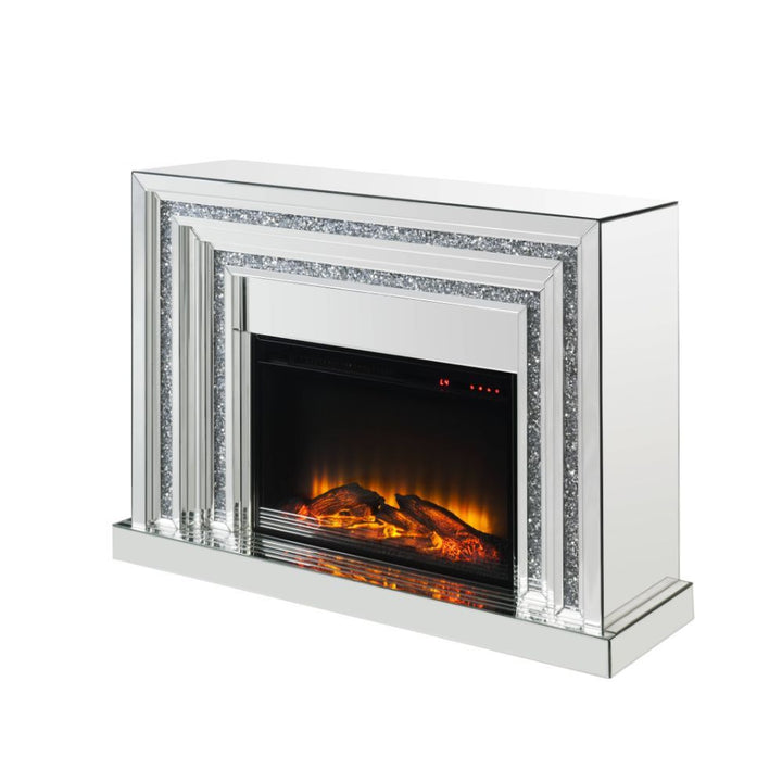Acme Furniture Noralie Fireplace in Mirrored & Faux Diamonds 90523