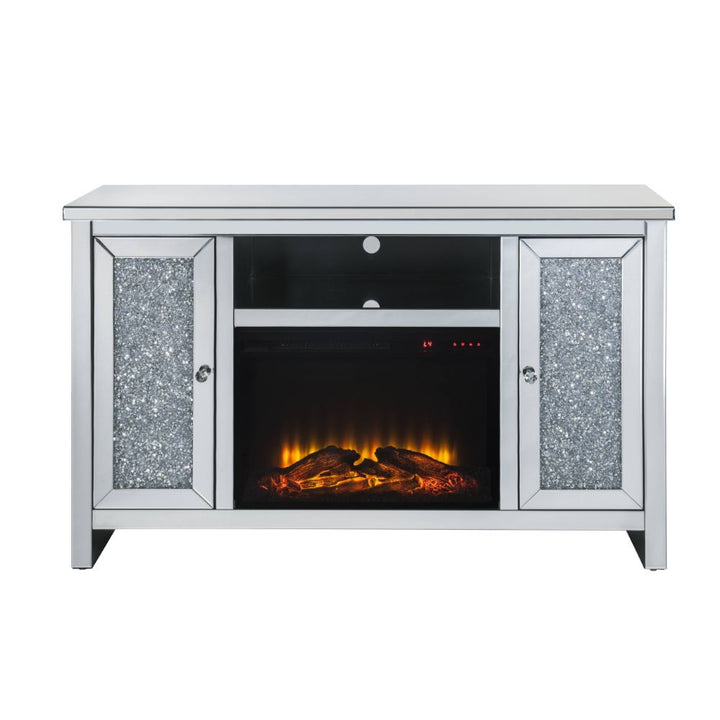 Acme Furniture Noralie Tv Stand W/Fireplace in Mirrored & Faux Diamonds 91775
