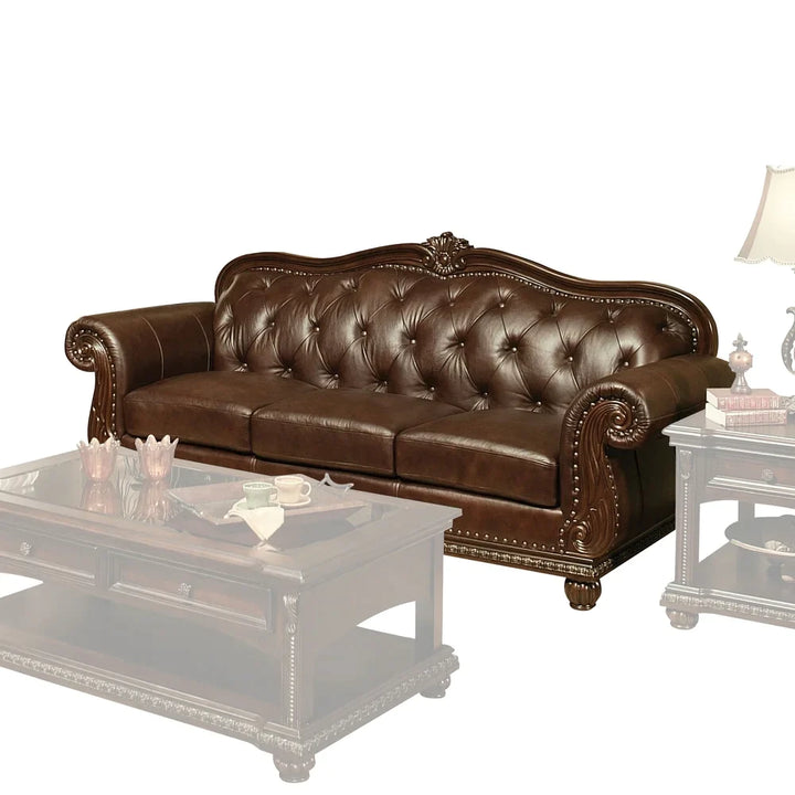 Acme Furniture Anondale Sofa in Espresso Top Grain Leather Match & Cherry Finish 15030