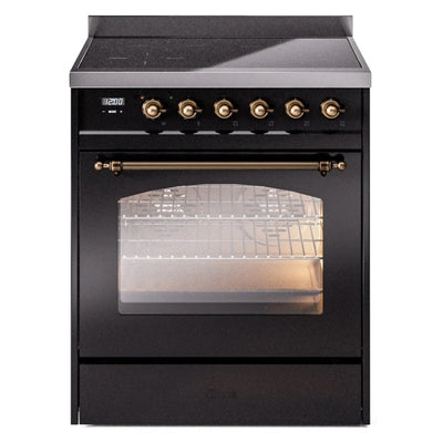 ILVE 30" Nostalgie II Series Freestanding Electric Double Oven Range with 5 Elements, Triple Glass Cool Door, Convection Oven, TFT Oven Control Display and Child Lock (UPI304NMP)