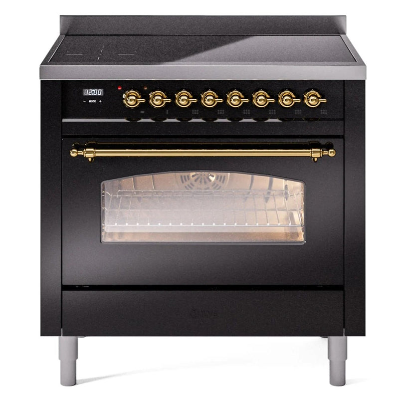 ILVE 36" Nostalgie II Series Freestanding Electric Double Oven Range with 5 Elements, Triple Glass Cool Door, Convection Oven, TFT Oven Control Display and Child Lock - UPI366NMP
