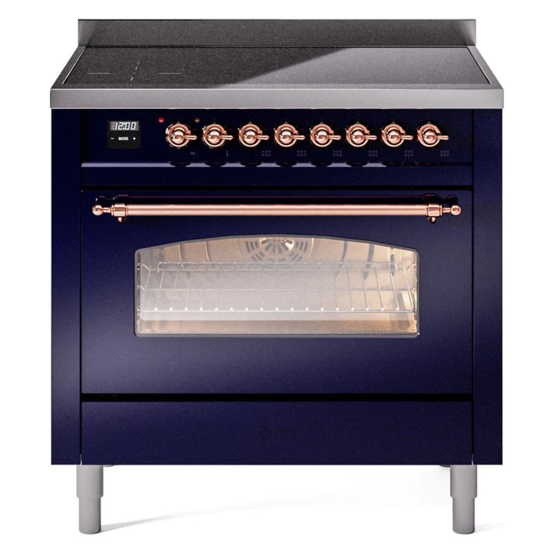 ILVE 36" Nostalgie II Series Freestanding Electric Double Oven Range with 5 Elements, Triple Glass Cool Door, Convection Oven, TFT Oven Control Display and Child Lock - UPI366NMP