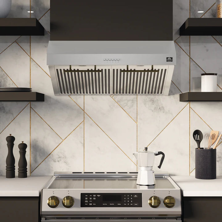 Forno Espresso 30" Under Cabinet Range Hood in Stainless Steel with Silver Handles, FRHUC5255-30