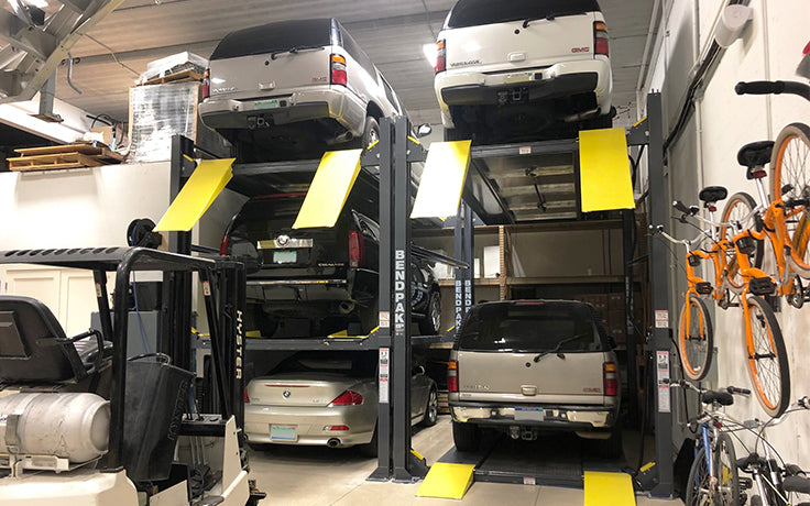 BendPak HD-973P Four-Post Platform Parking Lift (5175238) 9,000 and 7,000 Lb. Capacity / Tri-Level Parking Lift / AVAILABLE NOW / PATENT PENDING