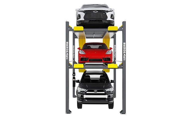 BendPak HD-973PX Four-Post Platform Parking Lift (5175267) 9,000 and 7,000 Lb. Capacity / Tri-Level Parking Lift / Extended / High Lift / AVAILABLE NOW / PATENT PENDING