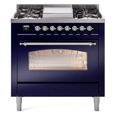 ILVE 36" Nostalgie II Series Freestanding Single Oven Dual Fuel Range with 5 Sealed Burners and Griddle (UP36FNMP)