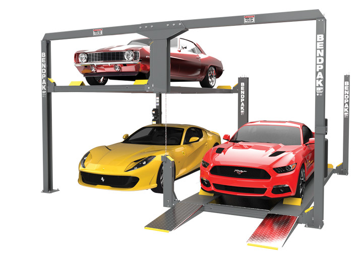 BendPak PL-12000DP Series Four-Post Platform Parking Lift (5175547) 12,000 Lb. Capacity Parking Lift / Tandem / Independent Platforms / Standard Rise & Short Runways
